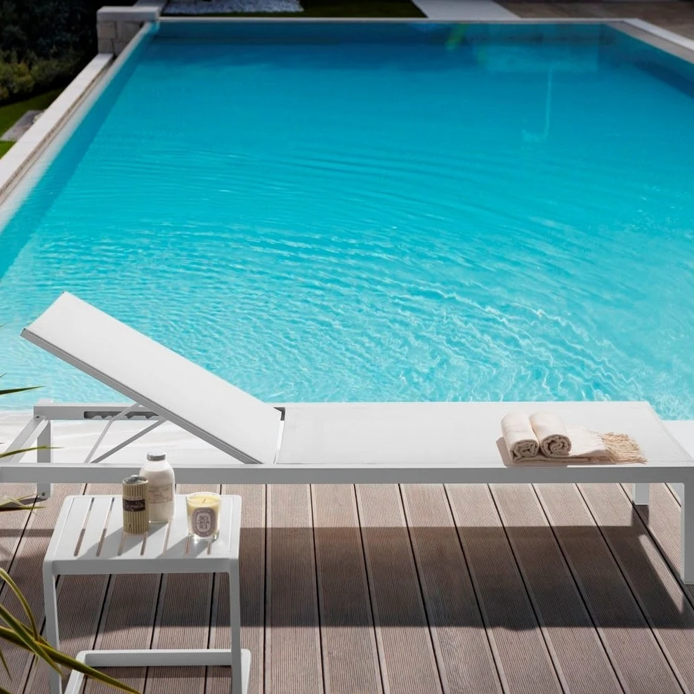 outdoor aluminum sun loungers sunbed simple design swimming spa