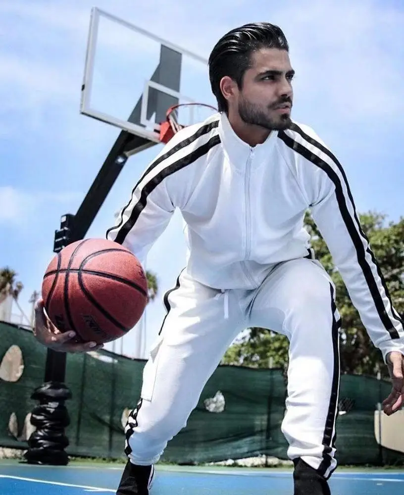 Mens Custom Sports Velour Tracksuit Set Solid Color Slimmed Gym Suit Plain Polyester Tracksuit