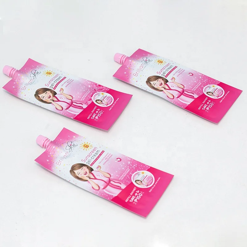 Custom Logo Small Packaging Sample Liquid Facial Face Cream Spout Pouch Sachet for Cosmetic
