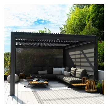 Waterproof Aluminum Pergola with Retractable Roof, Modern Design for Outdoor, Backyard & Commercial Spaces