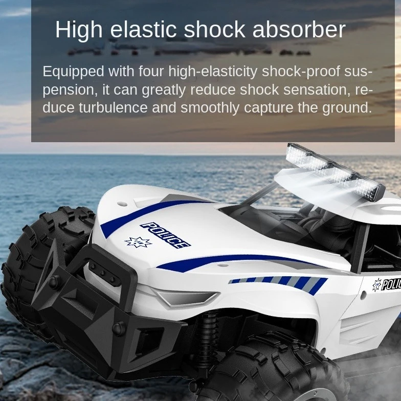1/16 2.4G Remote Control Car High Speed Police Car With Searchlight Spray Rc Car Toy