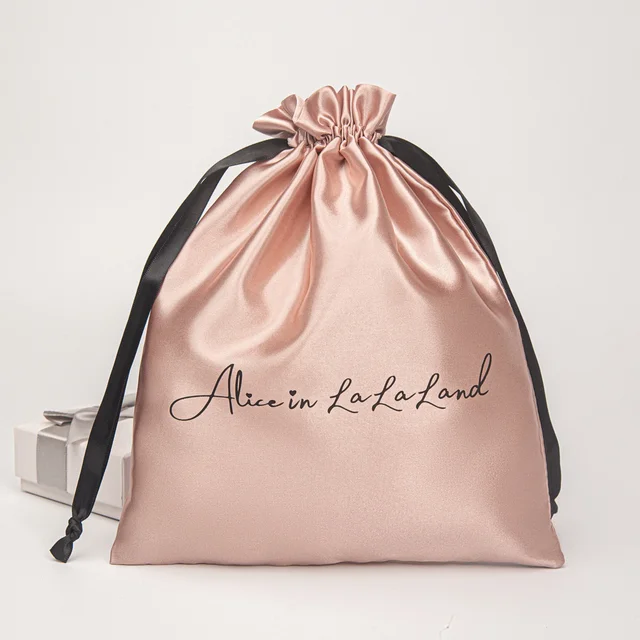 Promotion Luxury Satin Drawstring Pouch Reusable Textile Packaging for Underwear Dust Storage Bag