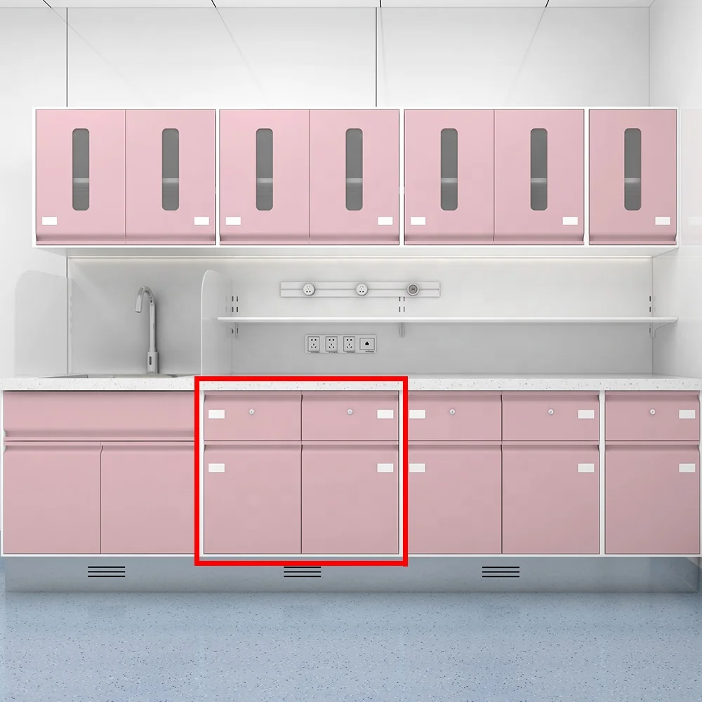 High Quality Modern Design Hospital Cabinet with 304 Stainless Steel Double Access Drawers and Baseboard Double Doors 5