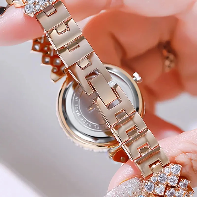 pezzi Set Luxury Fashion Rose Gold Watch Ladies Quartz Diamond