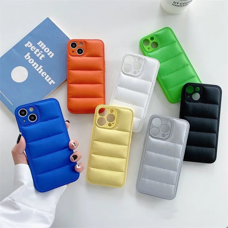 High Quality Down Jacket Phone Case Multiple Color For Iphone 16 15 14 13 12 11 Plus Pro Max Shockproof Girls Women Cover