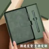 Juego de caja de regalo con bolígrafo lacado y hebilla magnética de cuero verde