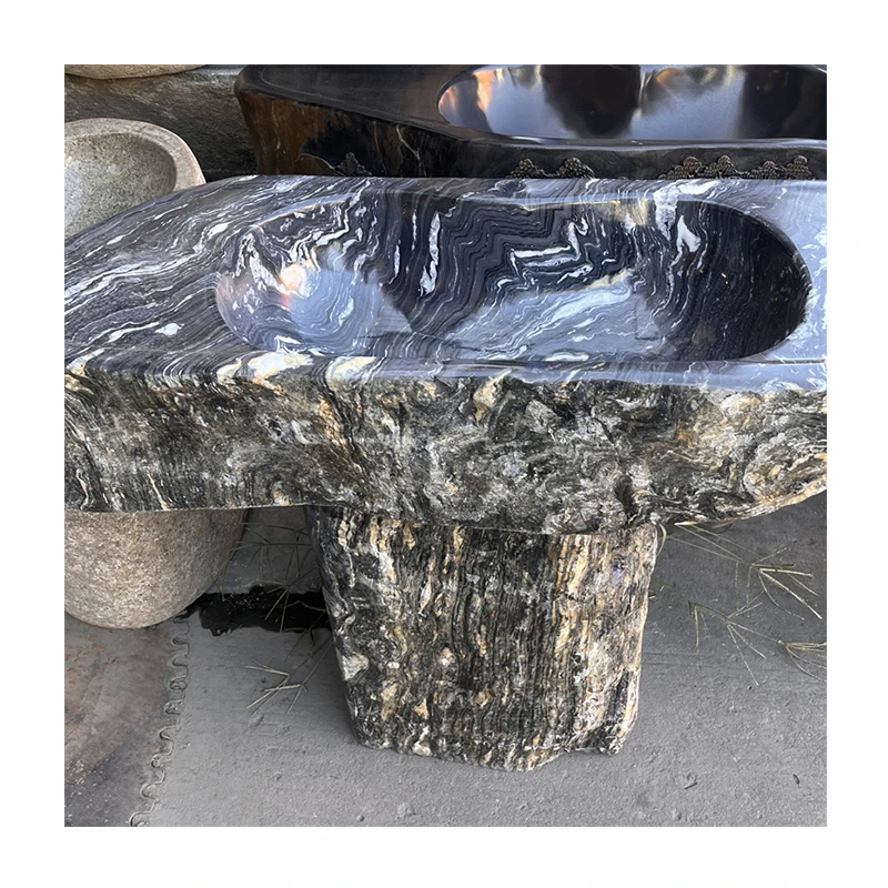 Modern Design Natural River Stone Wash Basin Sink for Home Garden Decor Custom Design Utility Clothes Wash Basin