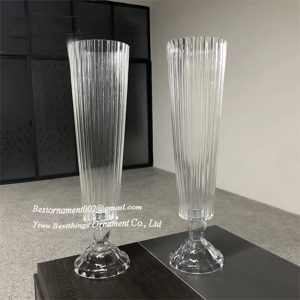 Wholesale Clear Tall Wedding Table Centerpieces Glass Crystal Flower Vases for Wedding Decoration