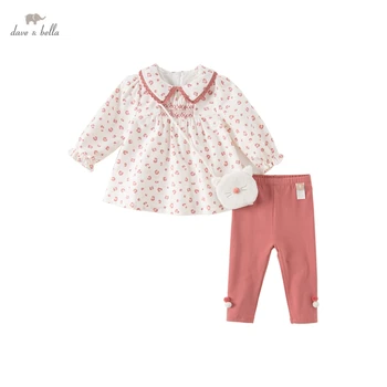 DB3222983 Dave Bella Winter Baby Girls Cute Floral Print Clothing Sets Kids Girl Fashion Long Sleeve Sets Children 2 pcs Suit