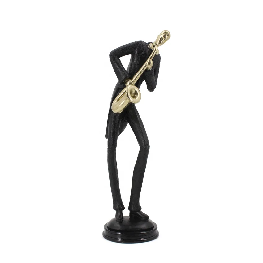 Resina de estilo europeu jazz abstracto figura de músico escultura instrumento musical para decoração de casa de alta qualidade