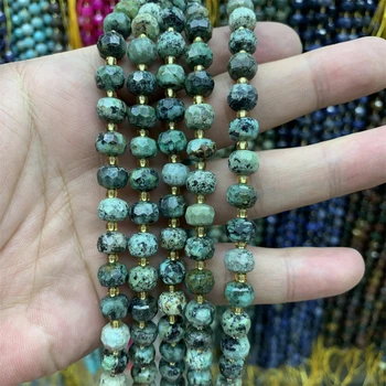 Natural Stone Beads Turquoise White opal Rondelle Faceted Loose Beads Diy for Making Bracelet Necklace 6x8mm