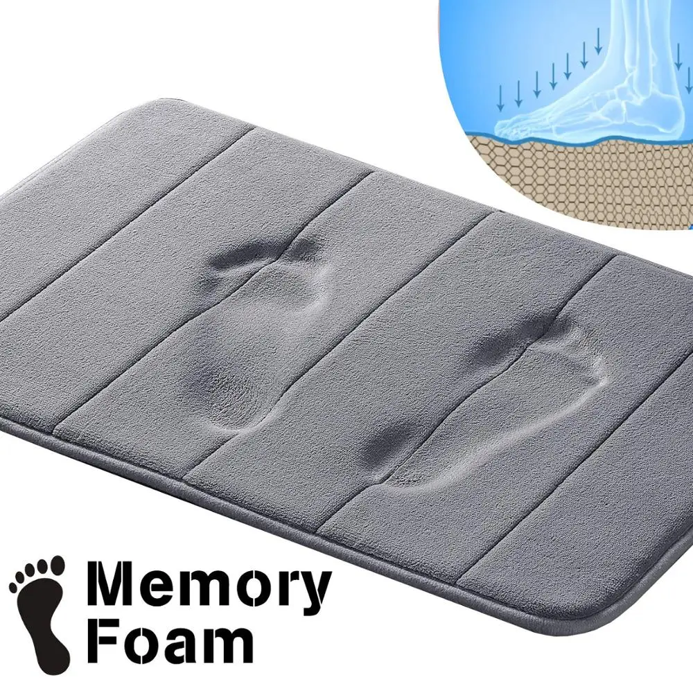 Customized  Absorbent Memory Foam Bath Mat Effect Non slip  Bathroom Bath Mat