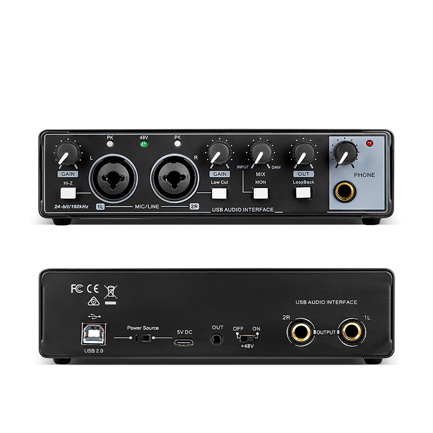 OEM Professional USB Audio Interface Wireless 24bit 192kHz Recording Sound Card Type C for Music Studio Live Performance