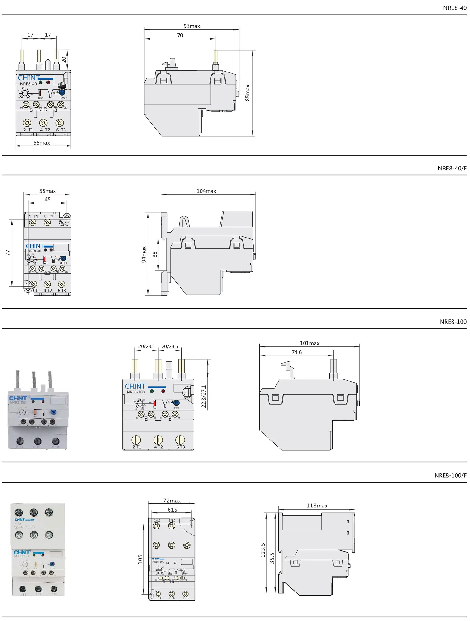 Chint NRE8 NRE8-25 NRE8-40 NRE8-100 NRE8-200 NRE8-630 25A 40A 100A 160A 200A 315A 400A 500A 630A CHNT Electronic Overload Relay