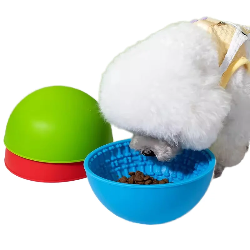 Bandeja de alimentación lenta de silicona para mascotas, antiasfixia e antidesbordamento para cans, deseño redondeado e antideslizante, estiloso e seguro que evita que o recipiente se voltee