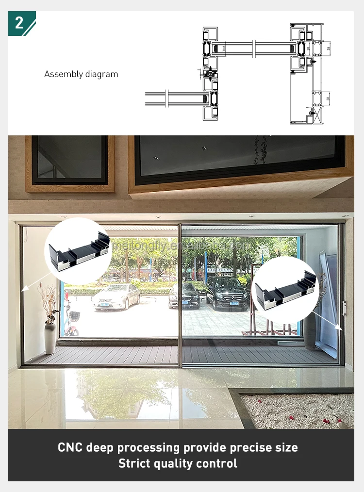 Custom Cutting Aluminum Alloy Extrusion 6060 T5 200 Thermal Break Profiles for Hidden Doors