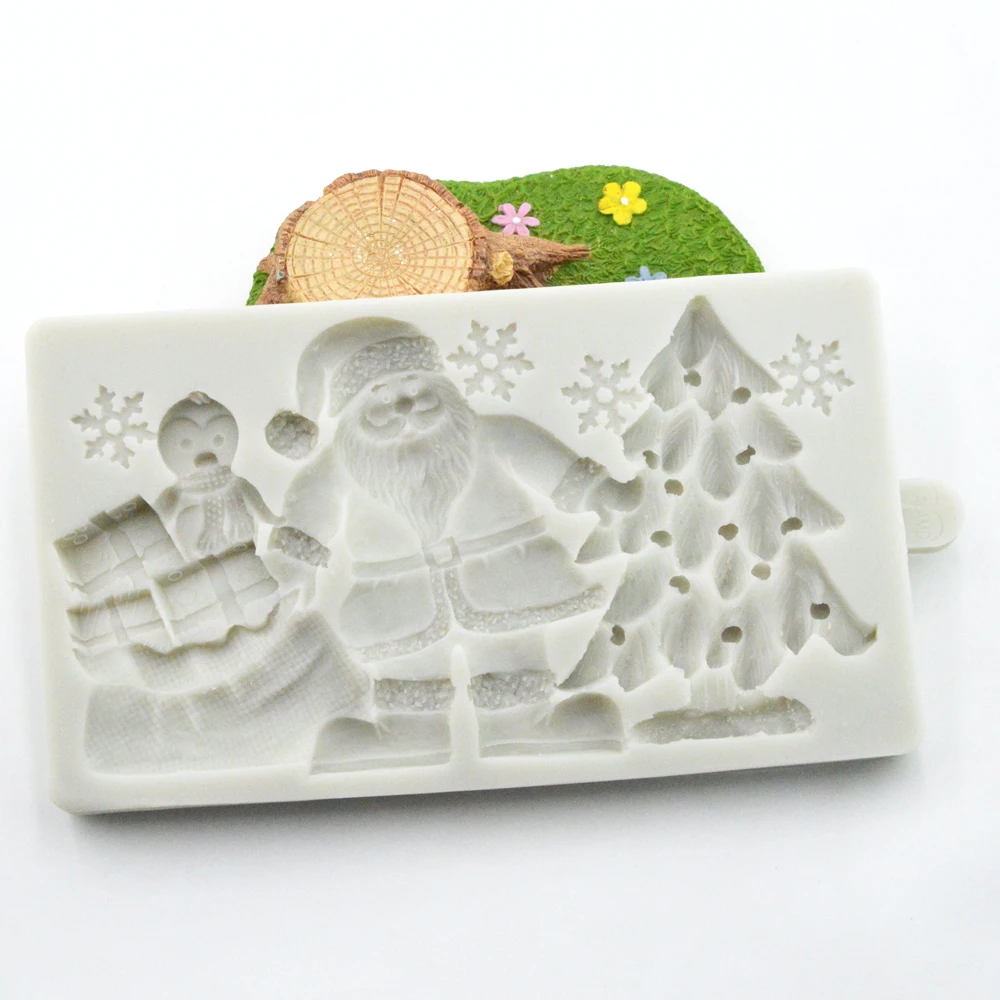 Christmas Tree Santa Snowflake Mould DIY Silicone Fondant Baking Decoration Tool Chocolate Mould Silicone Mould