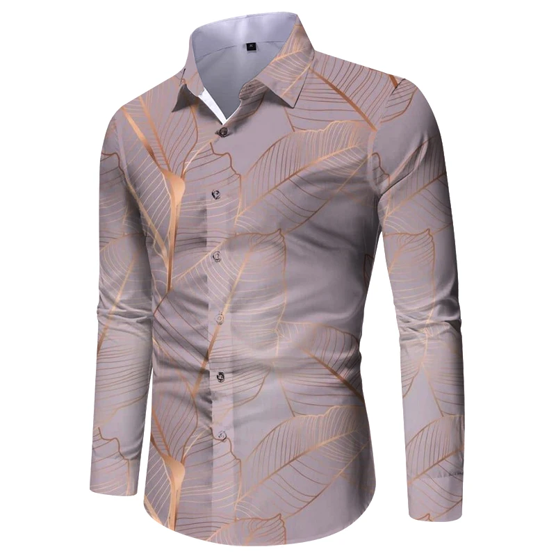 Sommer Übergroßes Top Casual Print Herrenhemd Langarm Grafikshirt Men335_voghion.com