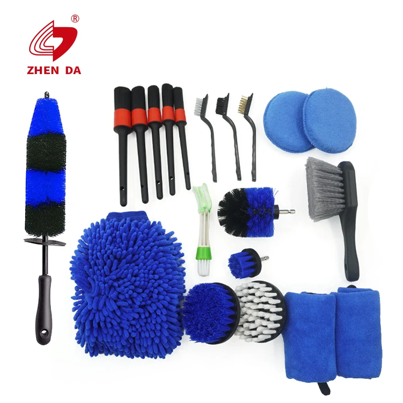 20 Pcs/kit Car Cleaning Detailing Brush Set Air Vents Rim Cleaning Dirt