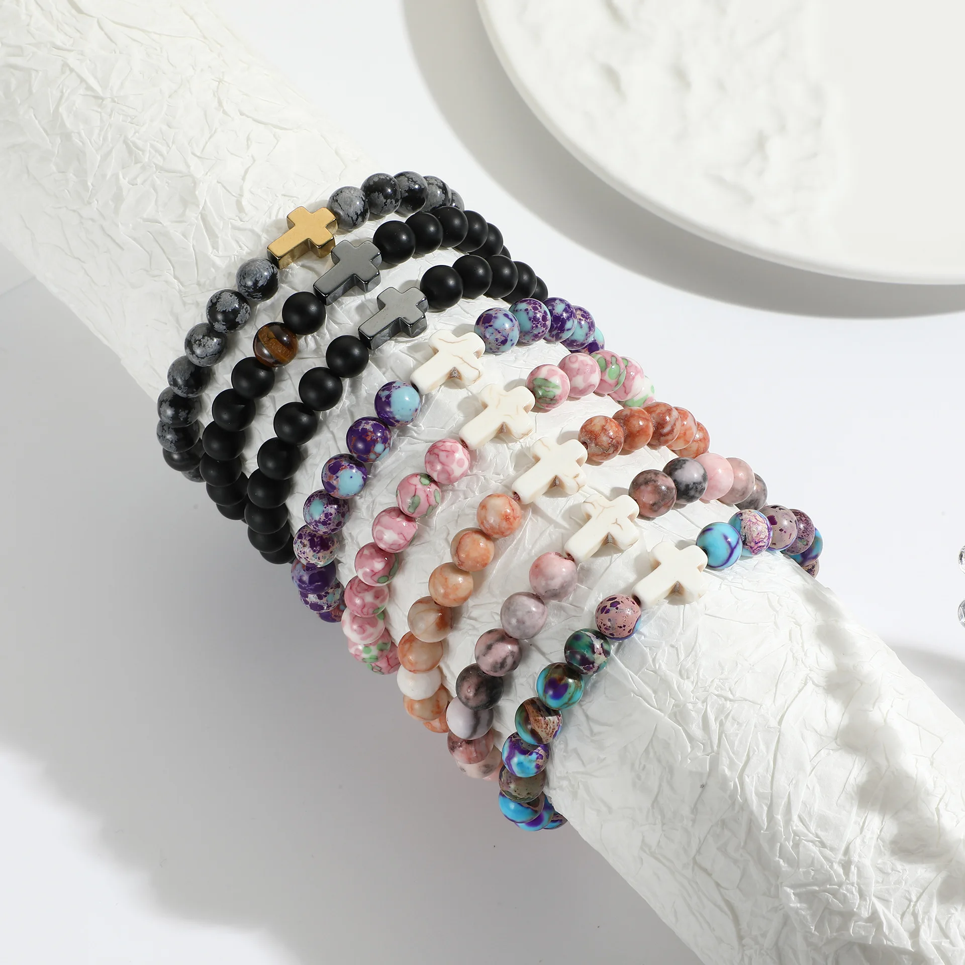 Hot Selling Easter Cross Handmade Weaving Stone Beaded Hot Selling Easter Cross Handmade Weaving Stone Beaded