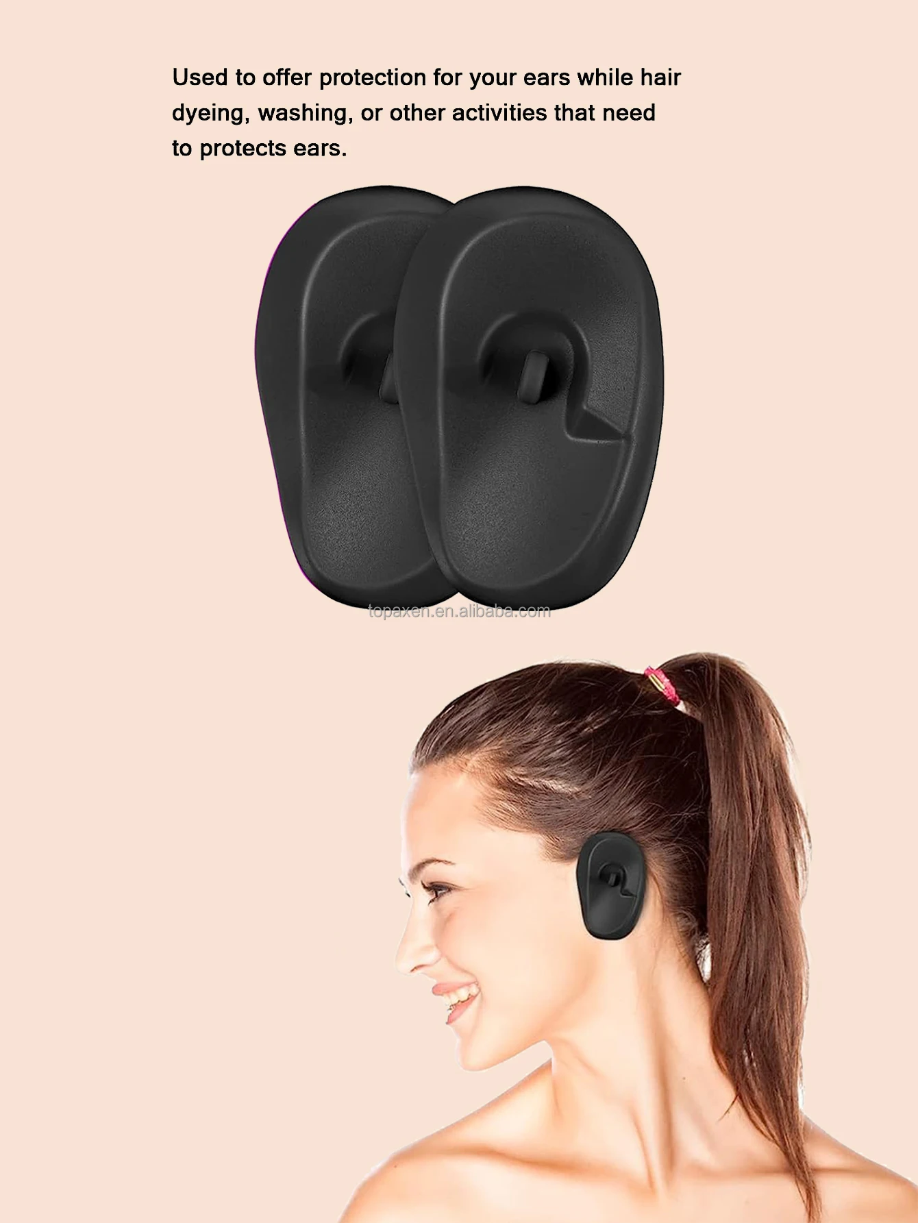 Silicone Ear Covers, Hair Dye Shield Ear Protectors, Reusable Ear Caps for Hair Salon Coloring Treatments and Home Shower