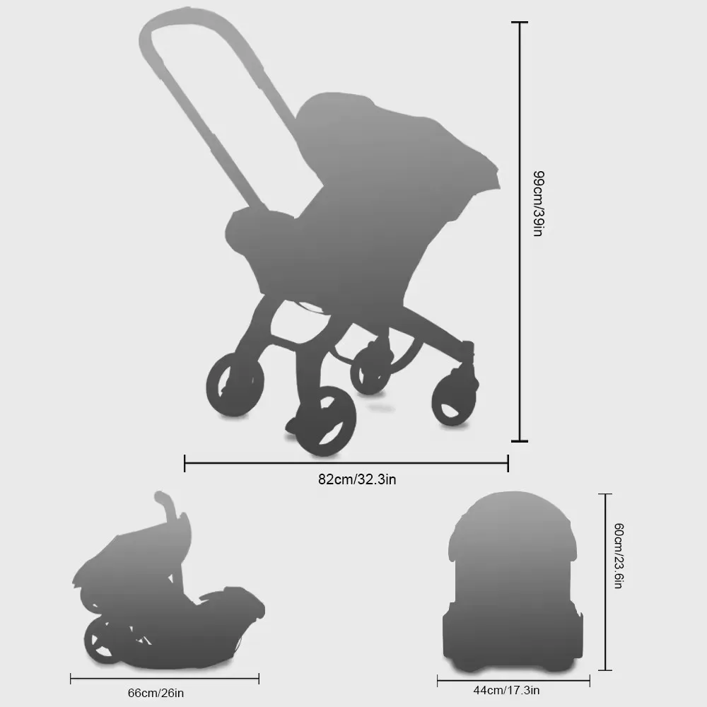 4 in 1 Multi-Purpose Portable Baby Stroller High View Travel Stroller with Car Seat and Sleep Basket Foldable