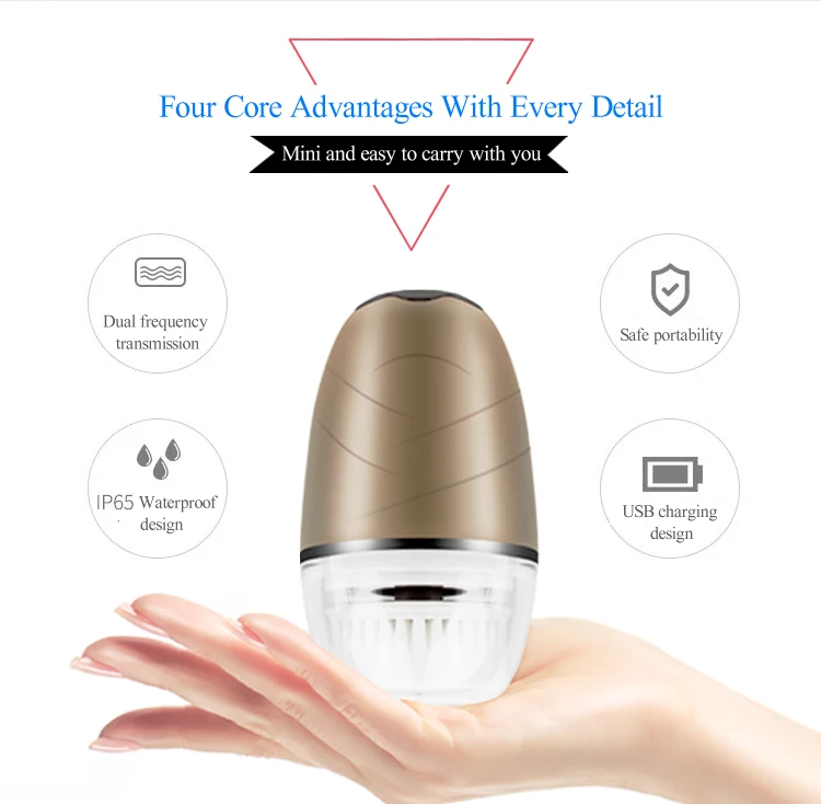 Mini Portable Waterproof Sonic Face Cleansing Washing Massager Brush Electric Silicone Facial Cleanser Brush