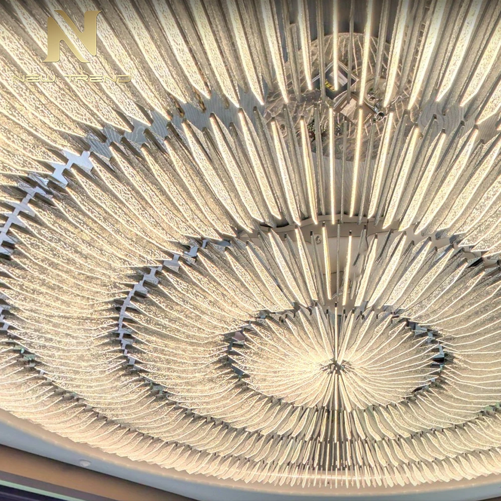 CPL-485 Modern luxurious living room lighting for commercial spaces. Large custom acrylic LED ceiling lights. Suitable for villa lobbies and halls