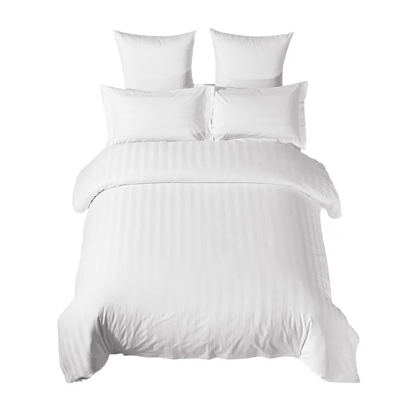 Luxury 3cm Stripe 100% Cotton Bedsheets Hotel Bedding Set for Five Star Hotels