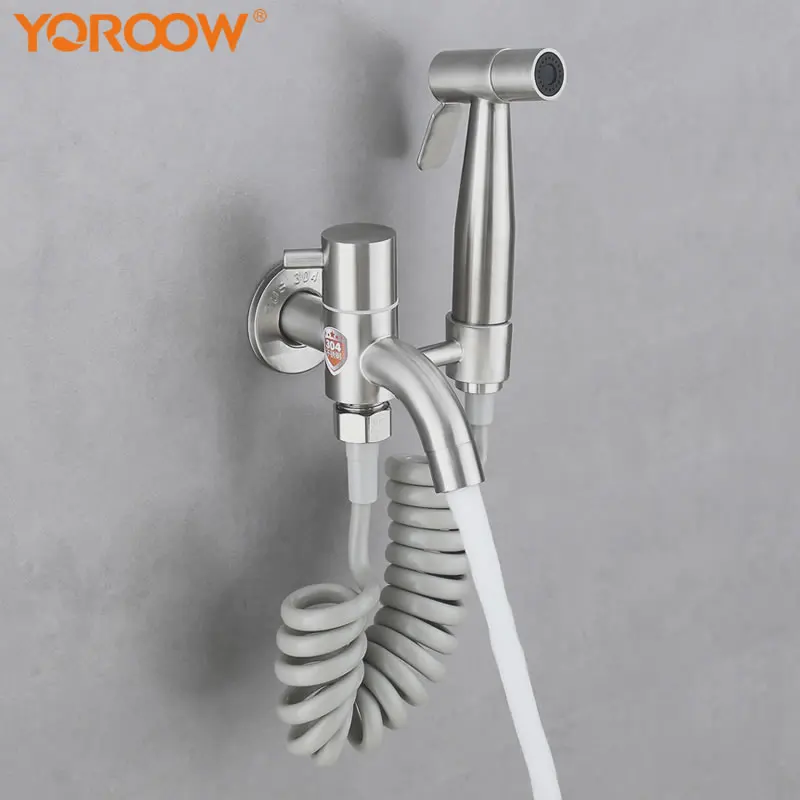 Ручной Биде из нержавеющей стали 304, распылитель для унитаза, многофункциональный быстрооткрывающийся биде для холодной воды с шлангом для ванной комнаты