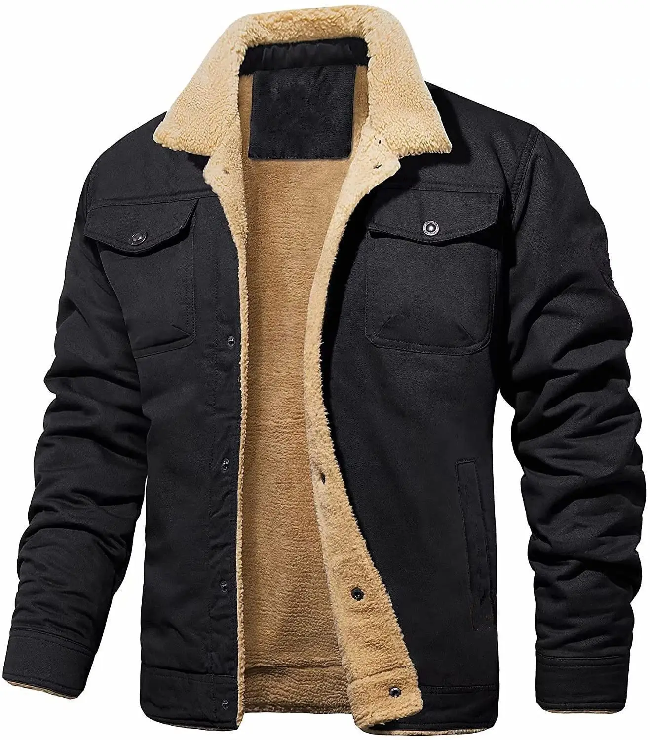 2024 Man's Cotton Cargo Casual Fleece Thicken Jackets New Winter Warm Man Jacket_voghion.com