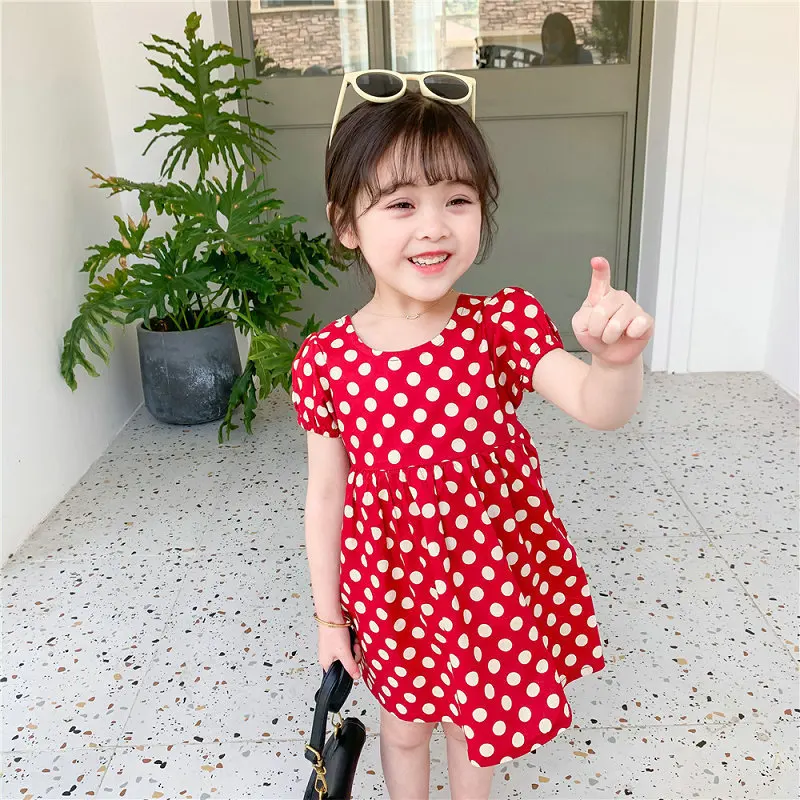 Polka Dots Girls Cotton Dress Princess Short Sleeve Summer Dresses Children Kids Girls Dresses Alibaba