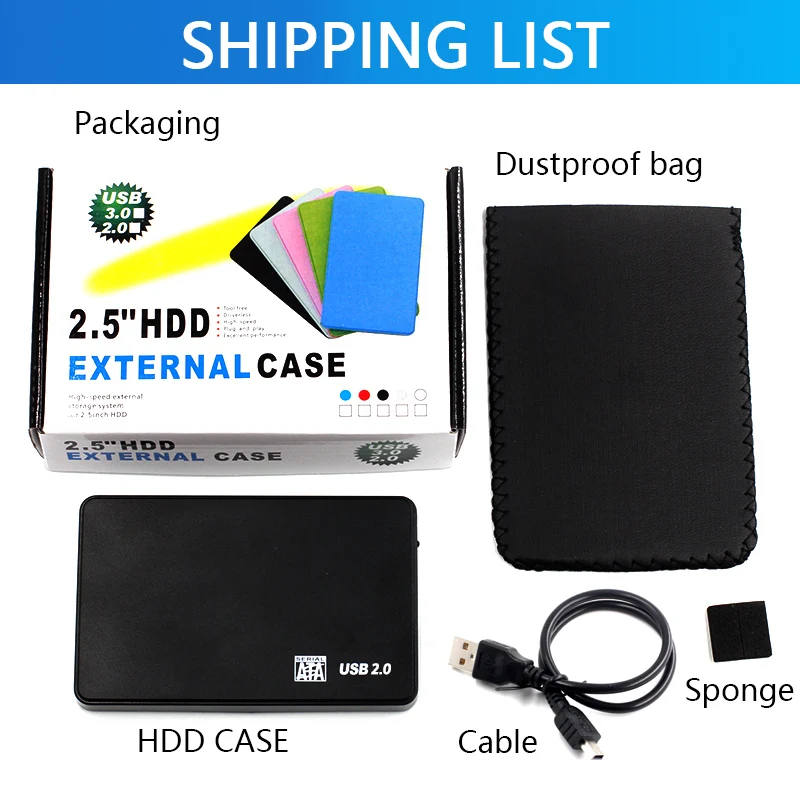 2.5 Inch Hard Disk Drive Case Plastic Usb2.0 Sata Hdd External Box Tool