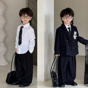 Boys Suit Set New Rose Embroidery Leisure Children's Suit Set Children's Wear Birthday Dress Children Clothes Wholesale