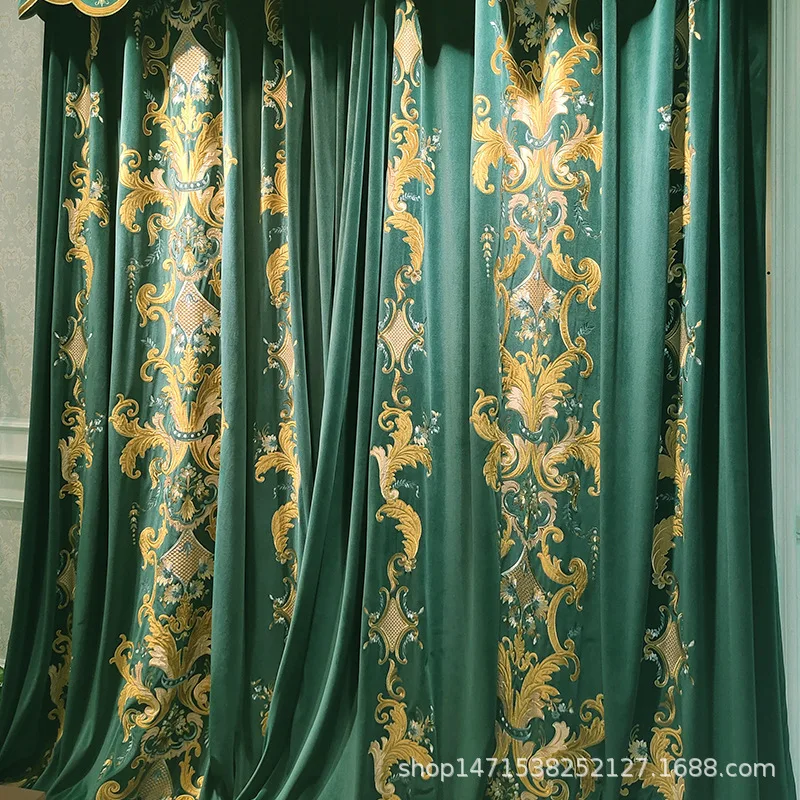HD European Living Room Ready Made Curtain Luxury Bedroom Velvet Blackout Curtain Fabric