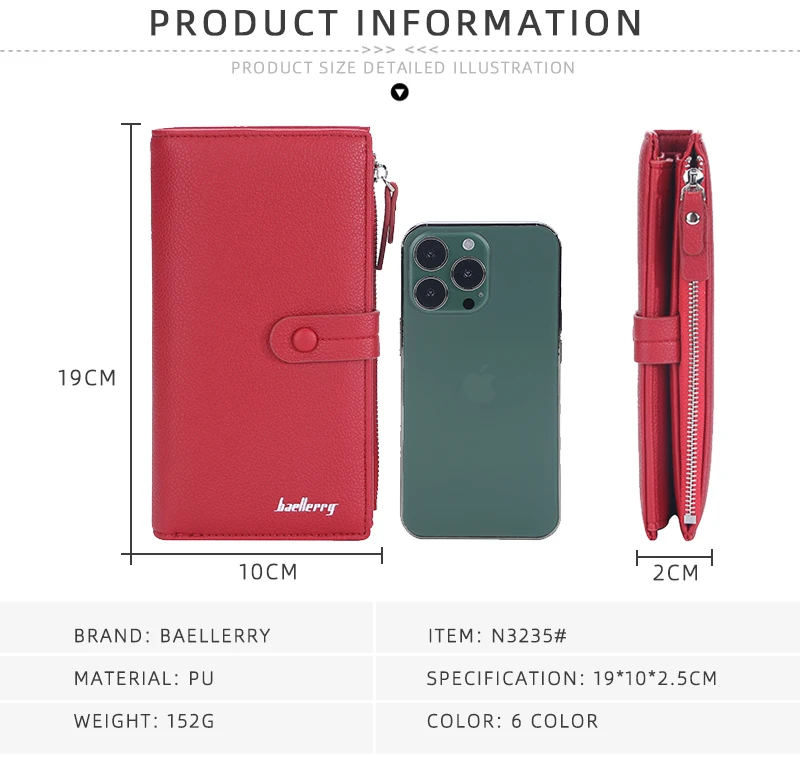 Baellerry Lady Card Holder Case Cell Phone Bag Women Fashion Long Chain