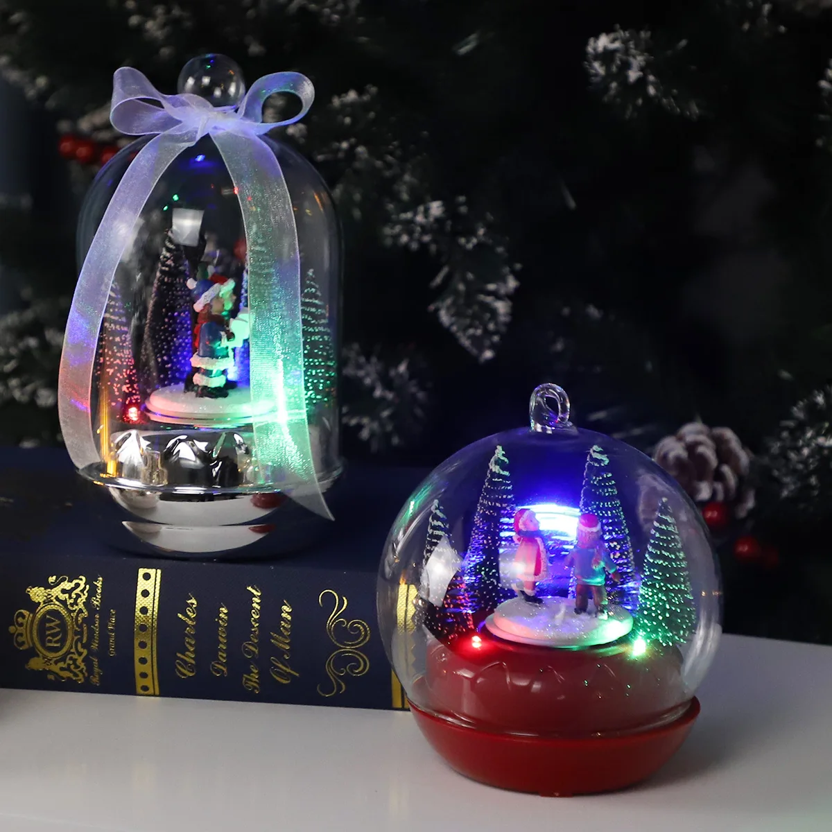 Handmade international electroplating glass blown ball Christmas art glass music rotating ball ornaments presents crafts manufacture