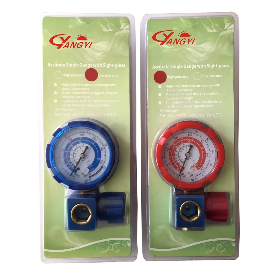 R32 R410a R134a R22 Single Manifold Gauge With Sight Glass Air Conditioner Refrigerant Pressure