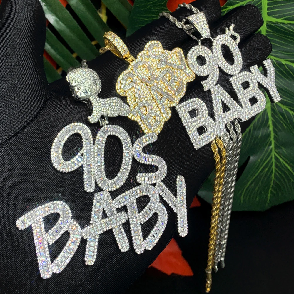 Iced Out Bling Rock Punk Hip Hop Multi Letter 90's BABY Pendants
