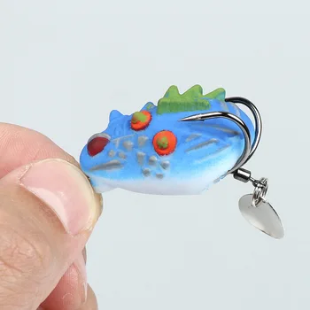 Cheery 3.5cm/4.4g PVC Soft Frog Fishing Lure Mini Double Hooks Bottom Fishing Trout Lake Printed Artificial Bait – Soft Lure – view 4