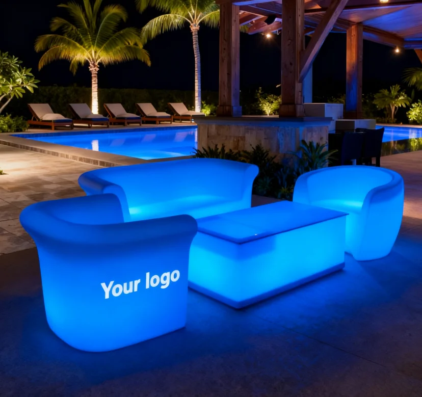 Customizable RGB Glowing LED Furniture for Nightclub Party Decor Modern Bar Stool Lighted Cocktail Table for Outdoor Lounge