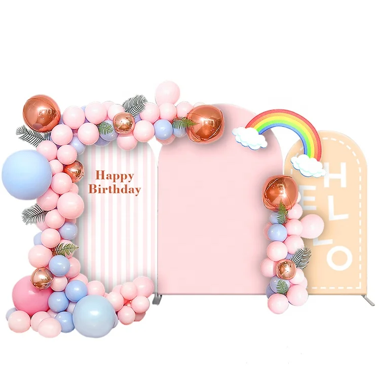 Бесплатный дизайн на заказ, настенная Арка 7 футов, детское украшение на день рождения, свадьбу, вечеринку, двусторонняя АРКА, натяжение, фоновая стойка и чехлы