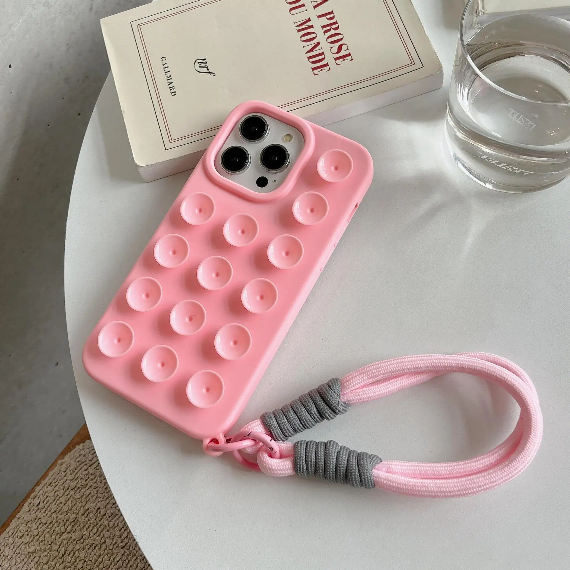 Silicone Suction Cup Mobile Phone Case With Lanyard Soft Cover For Iphone 15 14 13 12 11 Xr Xs Max Pro Plus