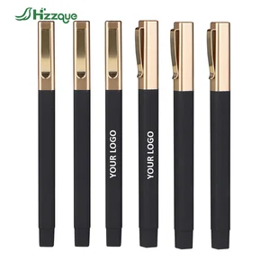 Luxury Gold Clip Hotel Ball Pen Custom Logo 1.0mm Writing Width Plastic Material Square Rubber Square Design