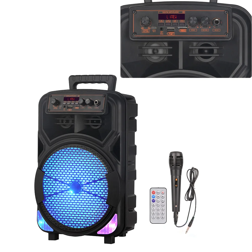 JBR-008屋外ワイヤレスポータブルBT8インチスピーカーマイクLED