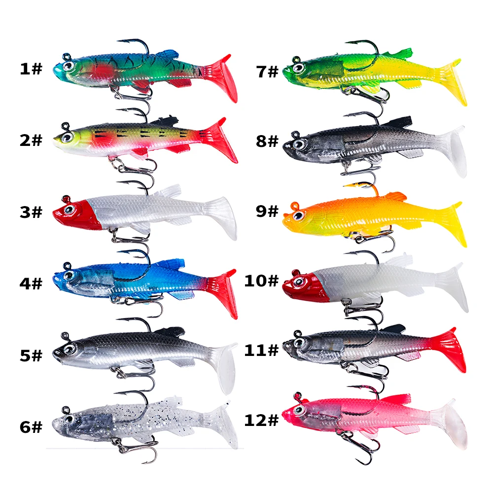80 Leurres Souples Seasky Vers De Poisson Rouge Pailletés Bleu 2,25 Pouces - Appâts Neufs