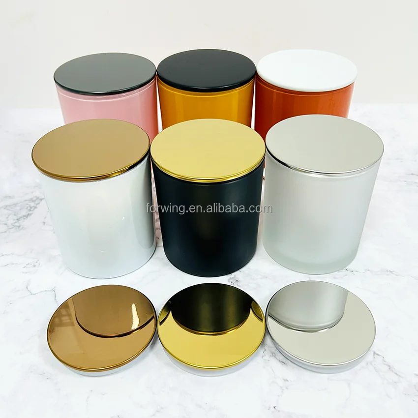 Manufacturers wholesale discount electroplated gold silver black stainless steel metal candle jar lid details