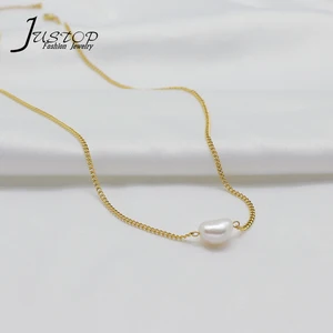 Customized Jewelry Trendy New Fashion Stainless Steel Simple Women Men Pearl Charm Pendant Choker Necklace