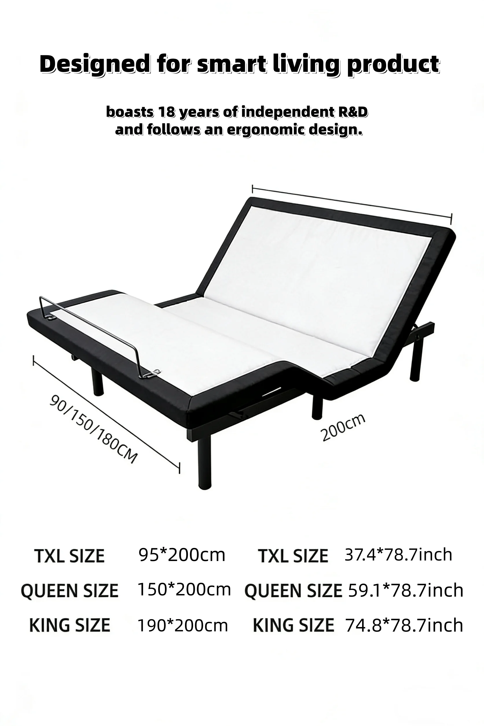 RMT Motion Bedroom Furniture Wireless Remote Control Electric Adjustable Bed Frame Bed Base OEM ODM Electric Storage Bed Frame