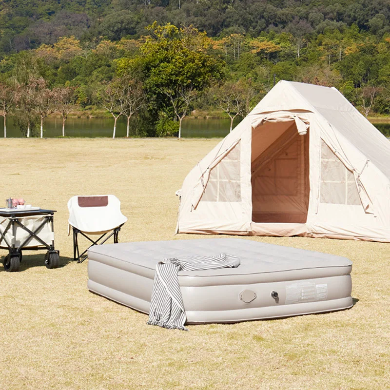 1/2 Person Sleeping Bed Outdoor Portable Inflatable Mattress Pvc Flocking Mat Tent Bedding